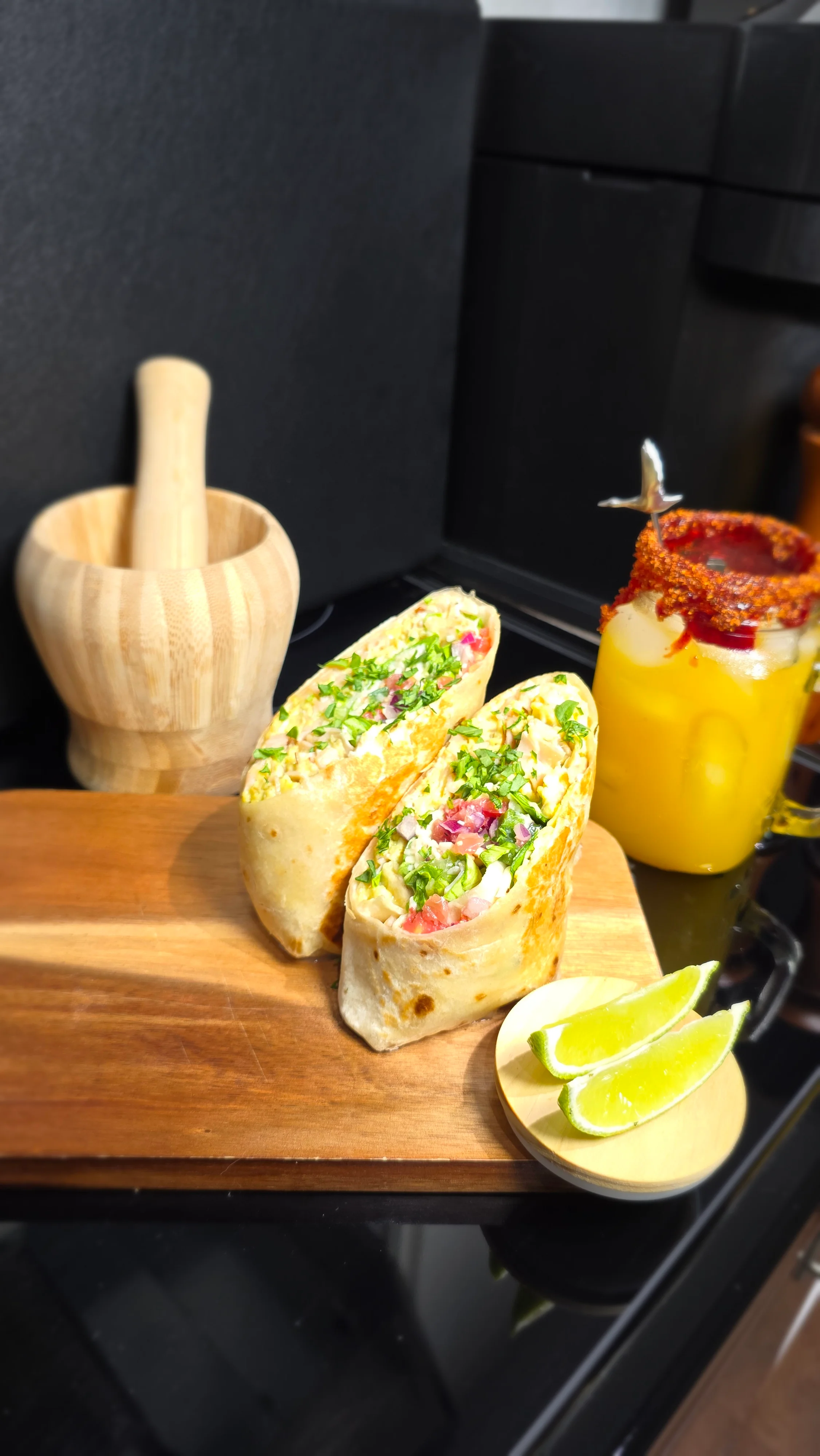 Delicious Mexican burrito with fresh toppings