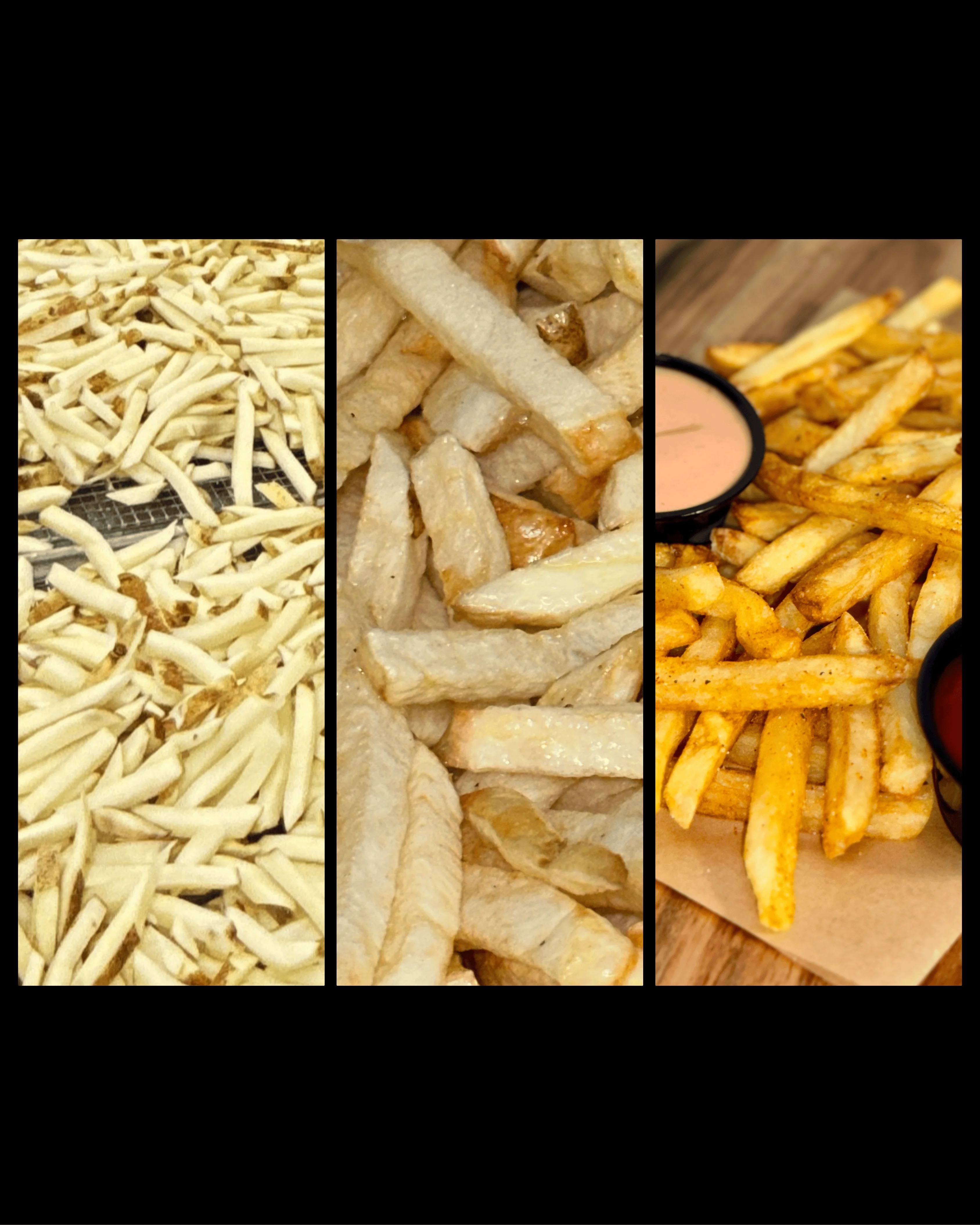 Variety of French fries served with dipping sauces