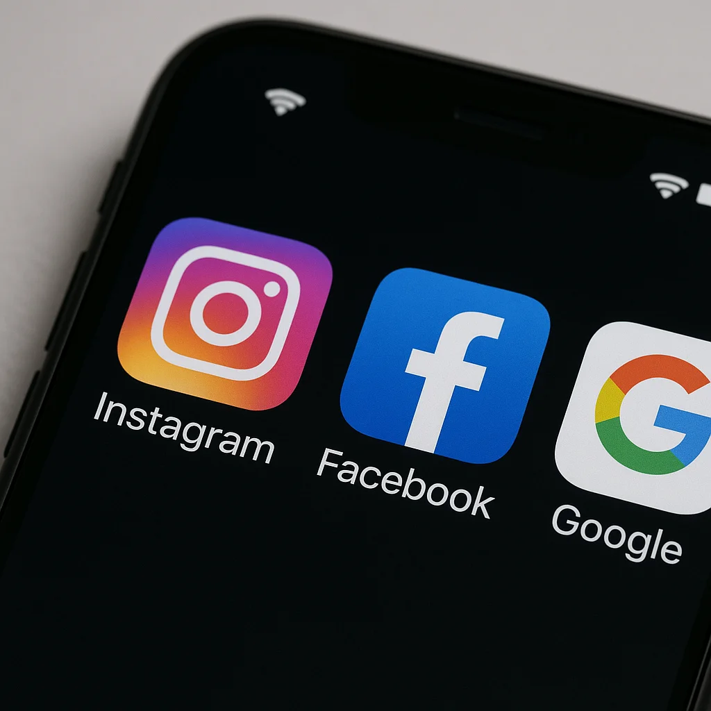 Smartphone displaying social media apps on screen