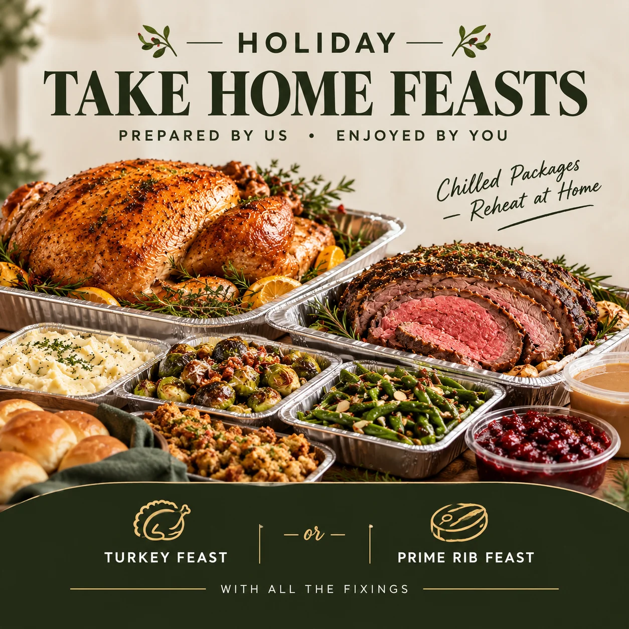 Rise Woodfire's holiday feast promotional photograph