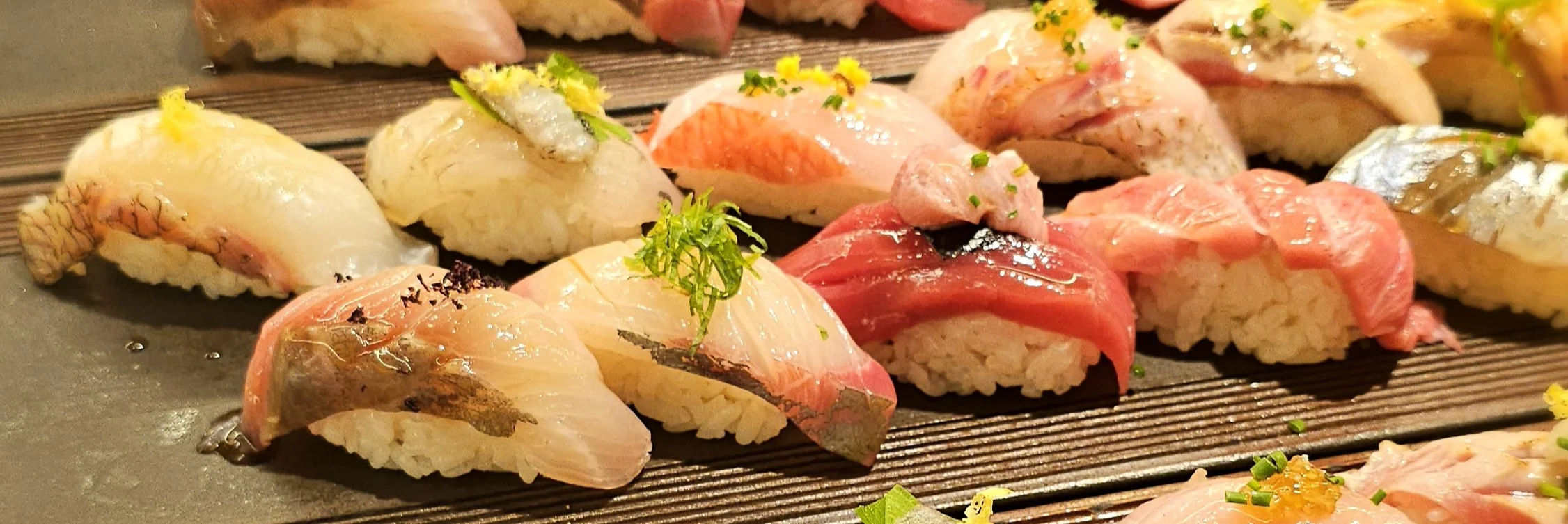 Assorted sushi platter featuring fresh nigiri