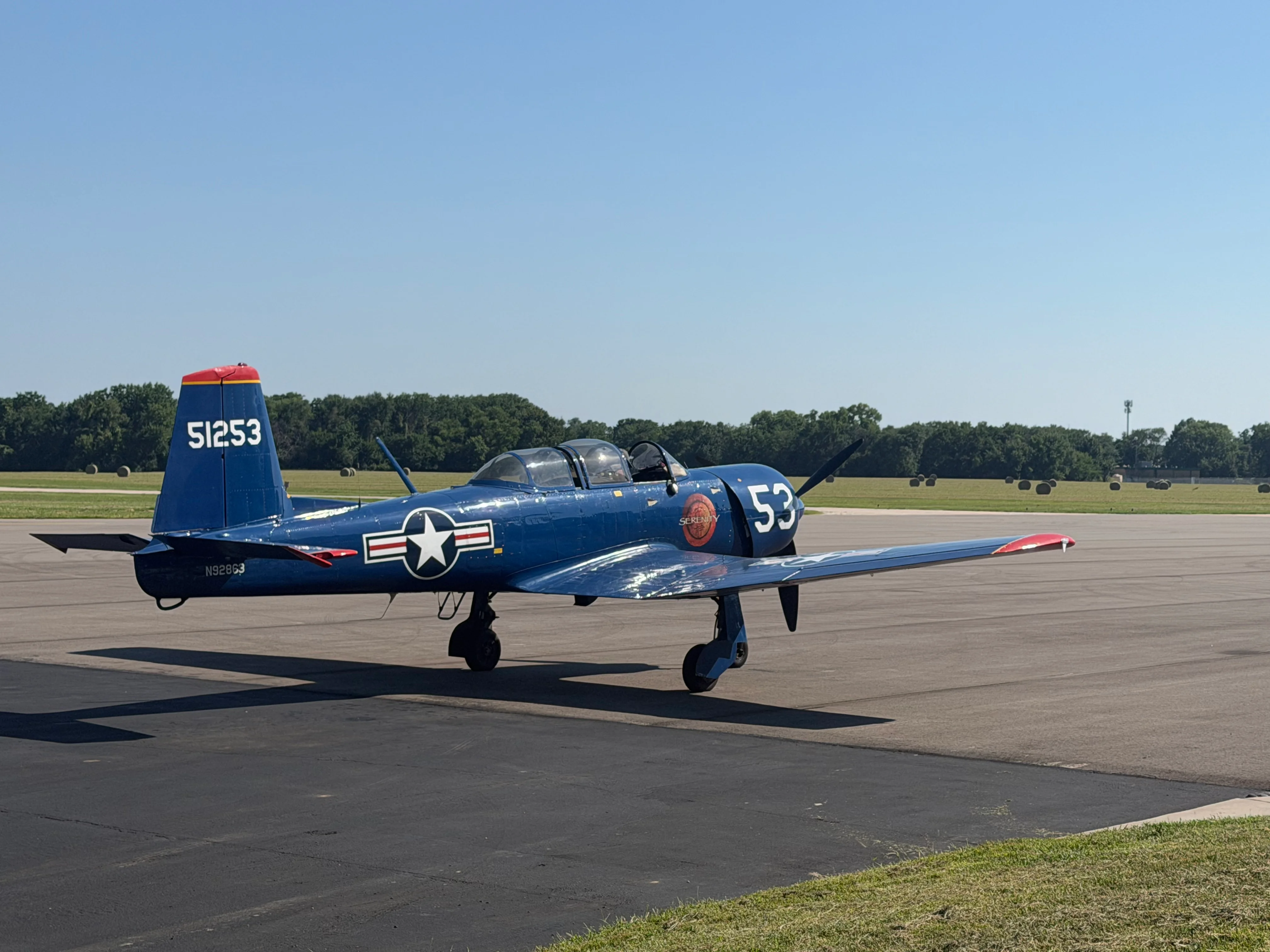 Vintage military aircraft on runway