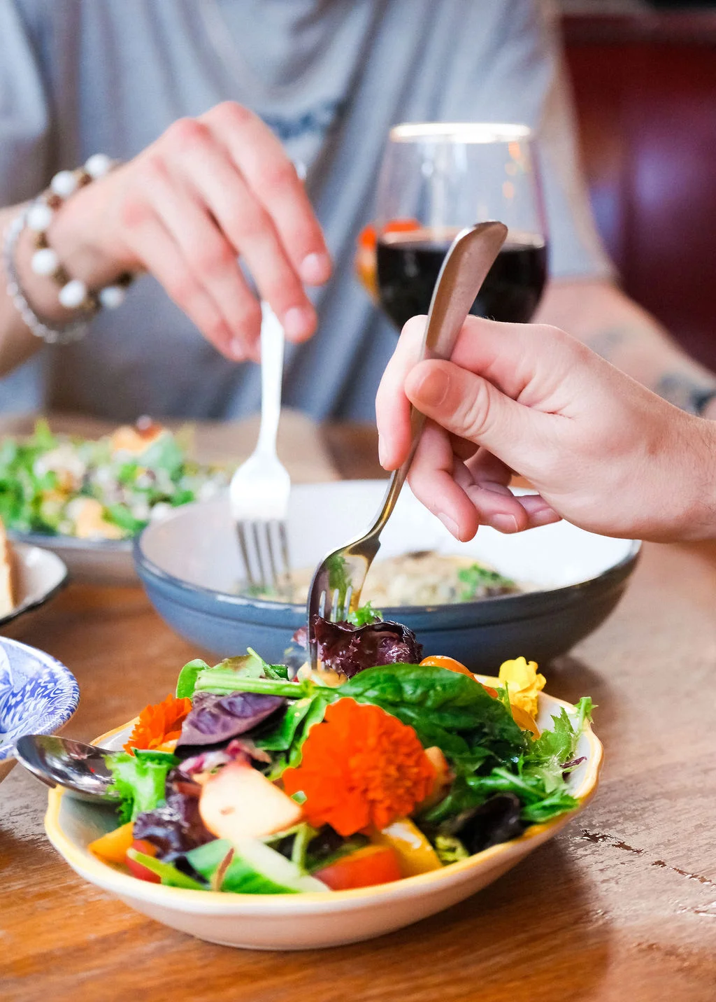 Colorful garden salad served in a restaurant
