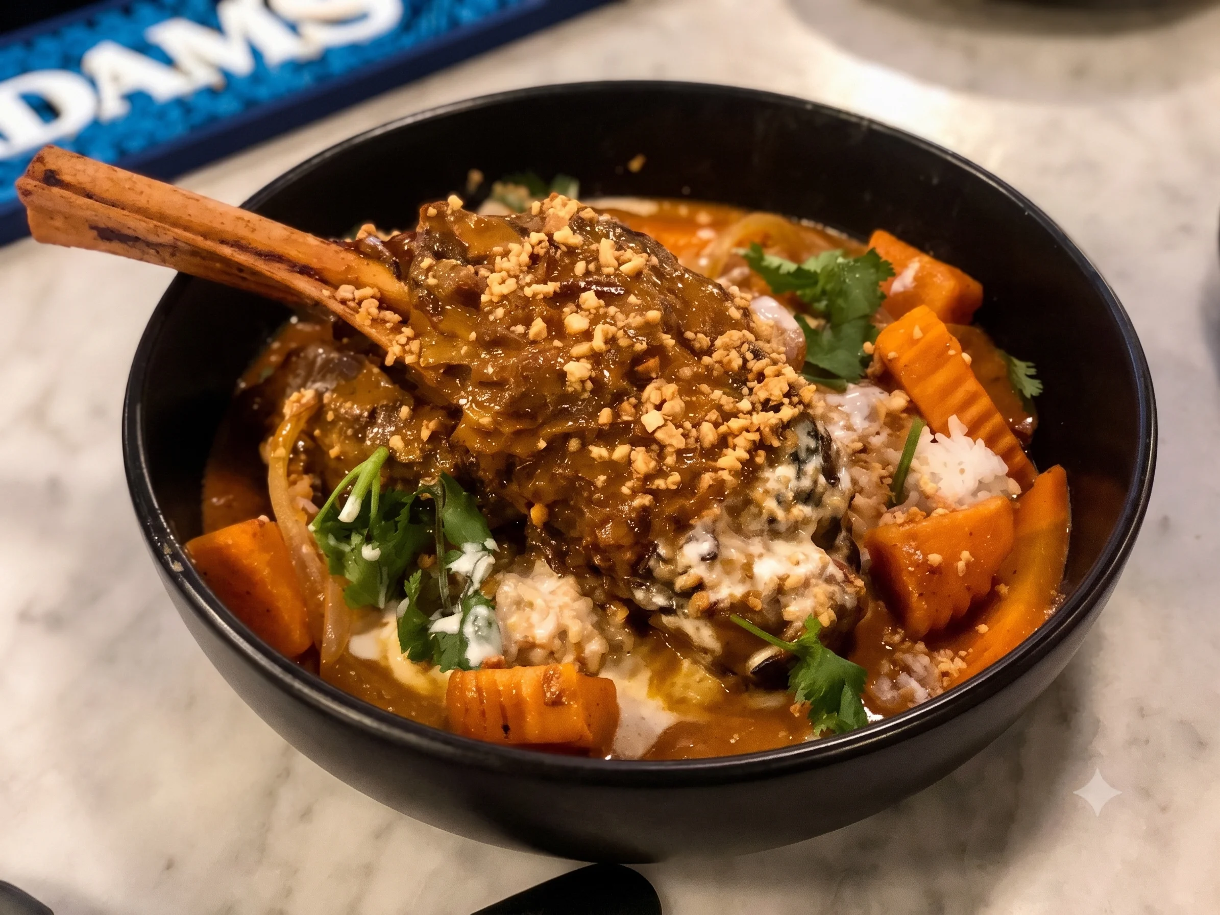 Savory Indian lamb shank curry with sweet potatoes