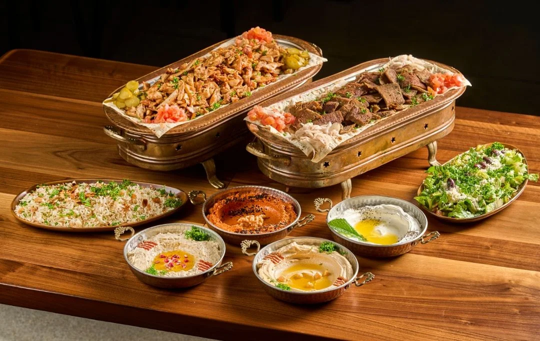 Display of Mediterranean cuisines from Sufrat Grill.