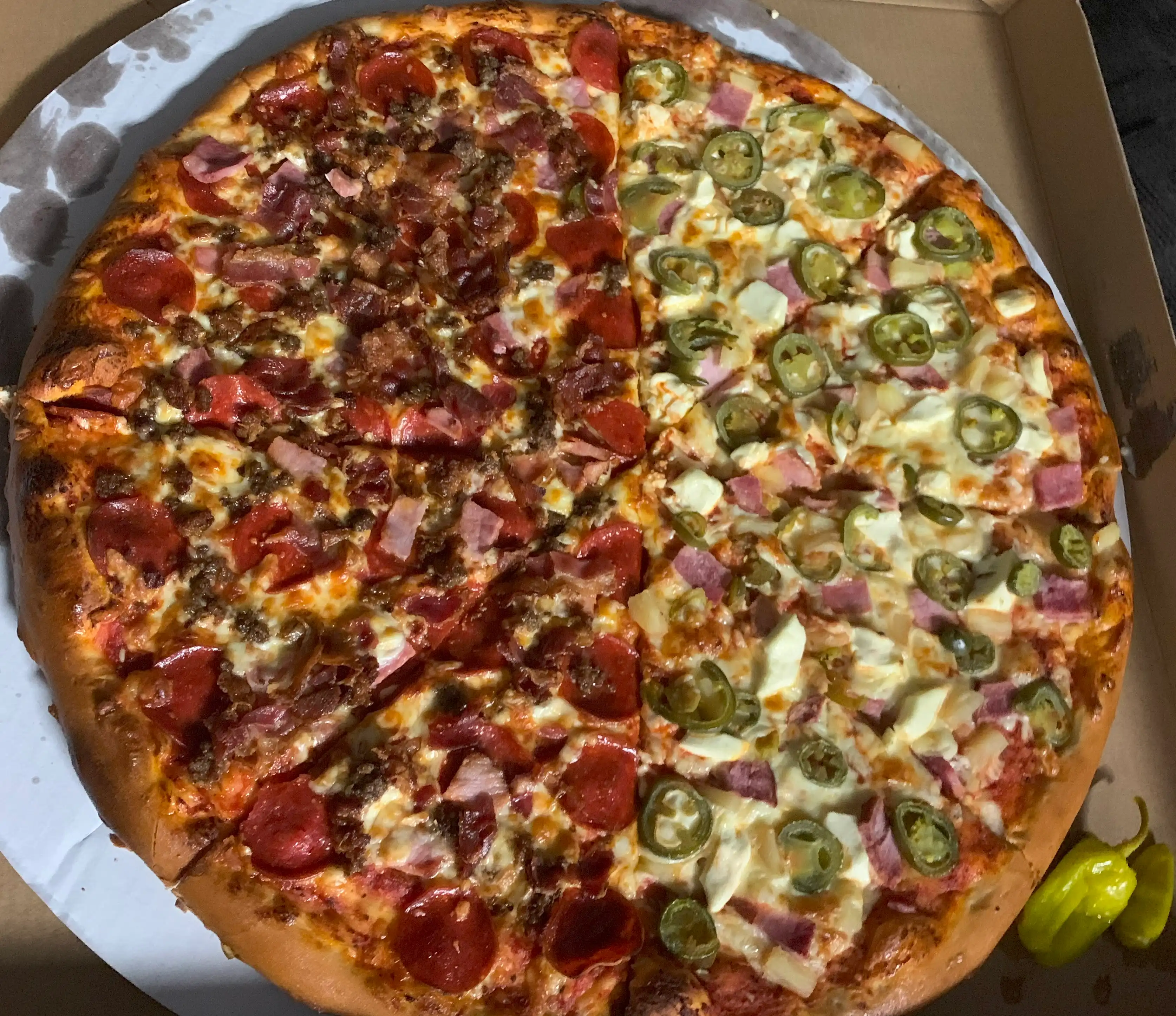 One of our specialty Half & Half 24" pizzas!