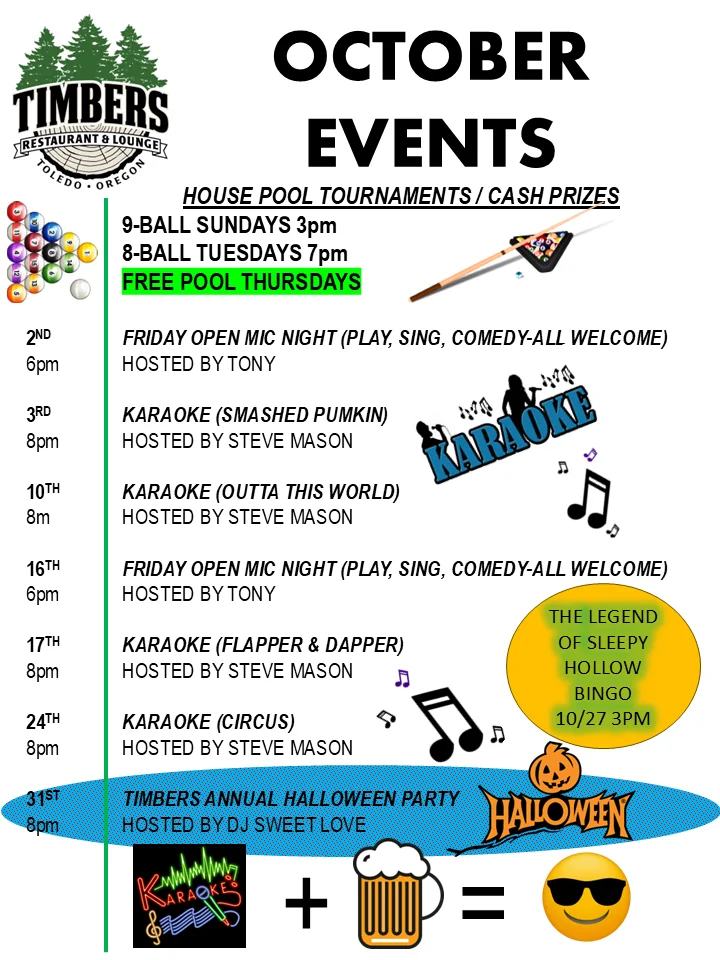 Events, Karaoke, Comedy, Live Music, Trivia, Bingo