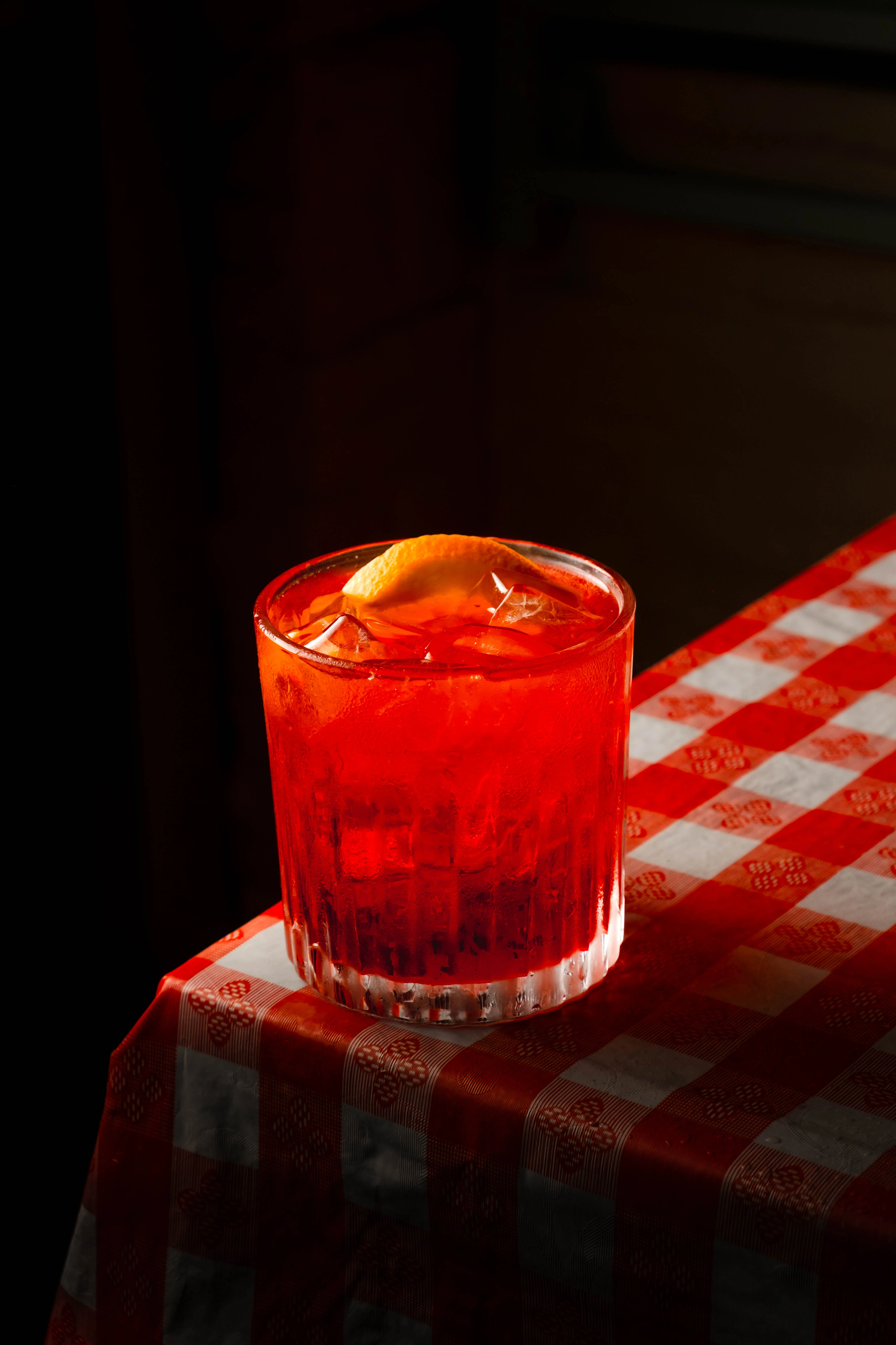 Classic Negroni cocktail with orange garnish