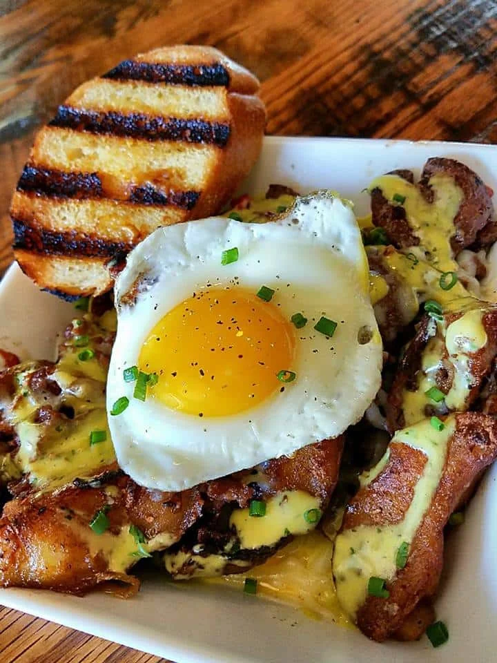 Savory huevos rancheros topped with a fried egg