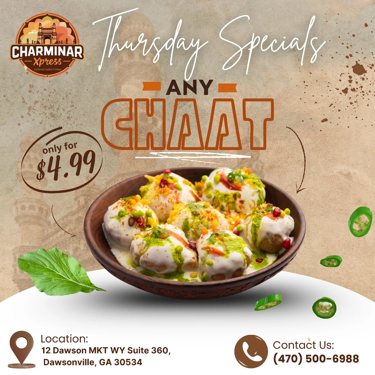 Delicious Indian chaat served in a traditional bowl