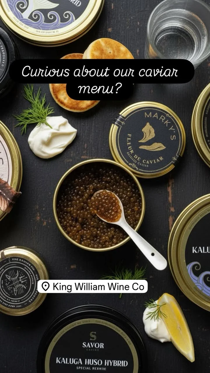 Assorted caviar selections with accompaniments