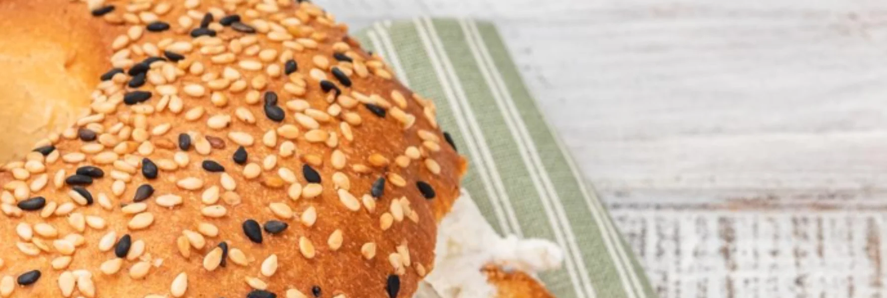Sesame bagel with a golden crust
