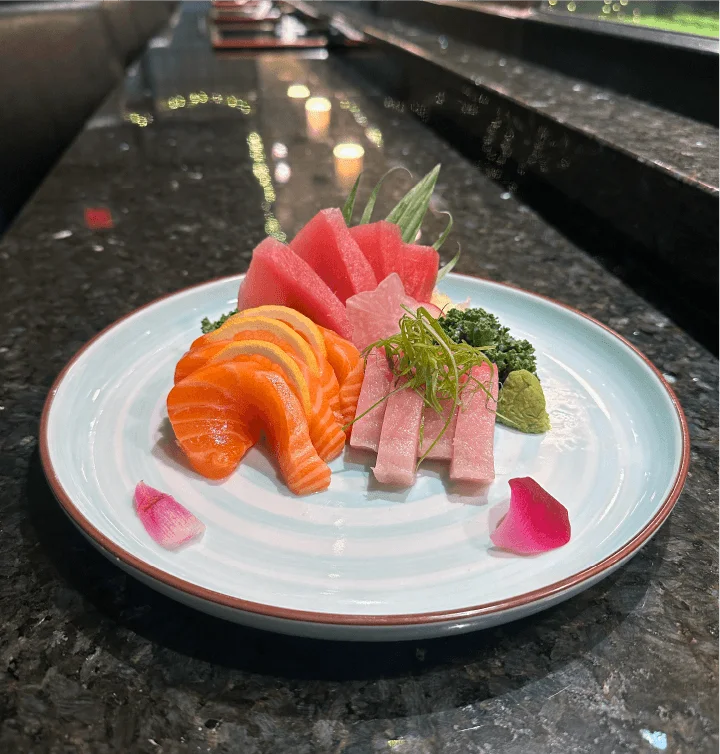 Tuna, salmon and yellowtail sashimi plate at Mahzu East Windsor