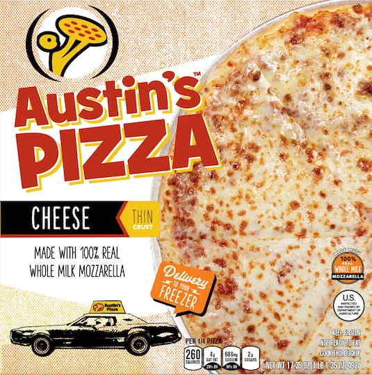 Thin crust cheese pizza from Austin's Pizza