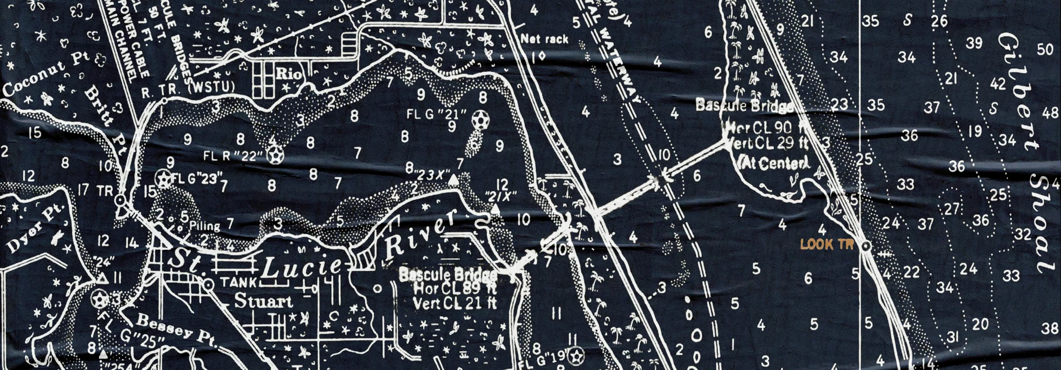 Nautical chart of St. Lucie River with navigational details