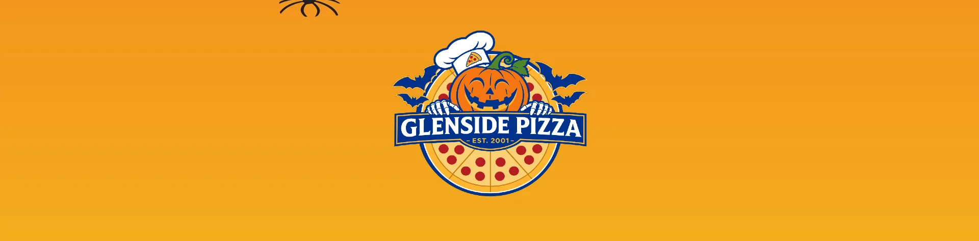 Logo of Glenside Pizza, established 2001, featuring a pizza design.