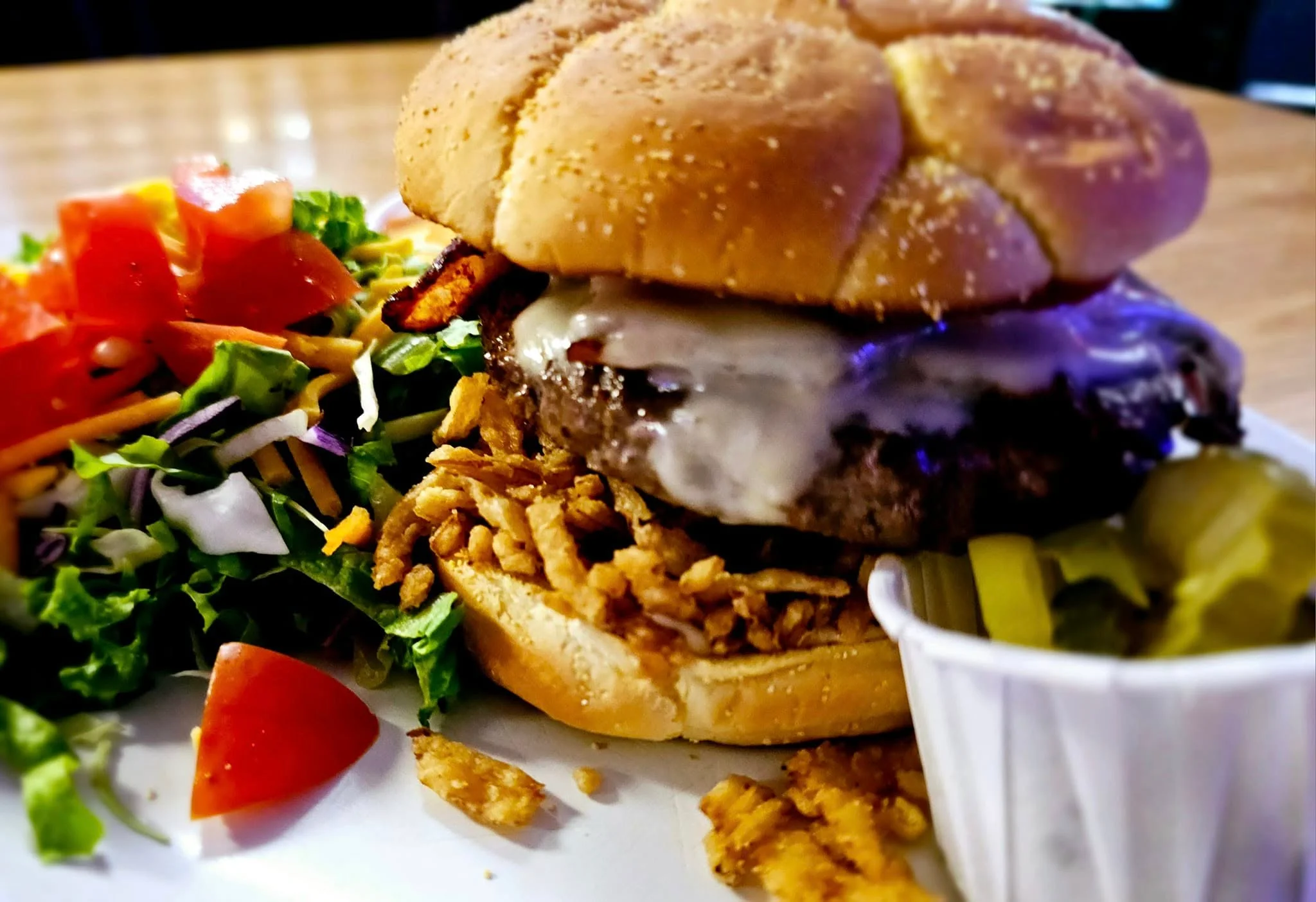A-1 Elk Burger with side salad