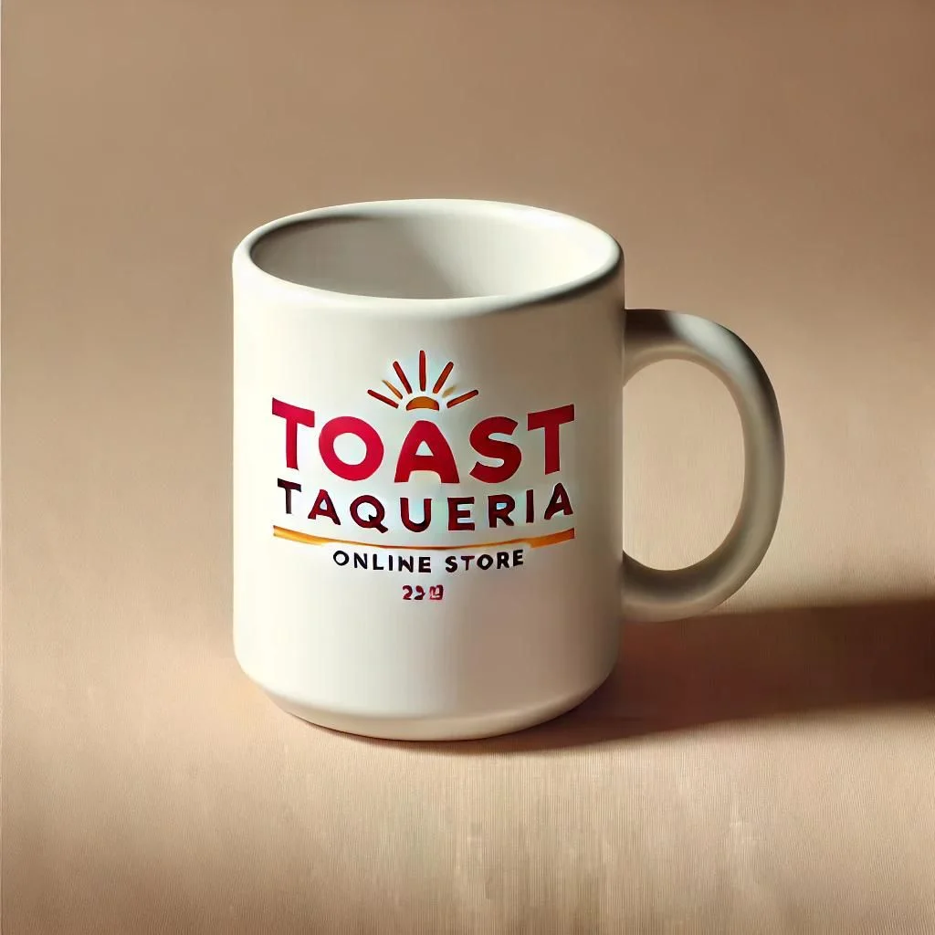 Ceramic mug featuring Toast Taqueria logo