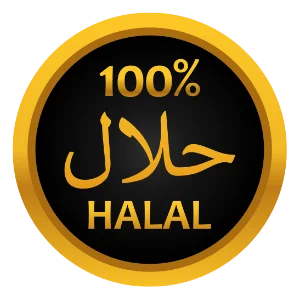 100% Halal certification badge for restaurants