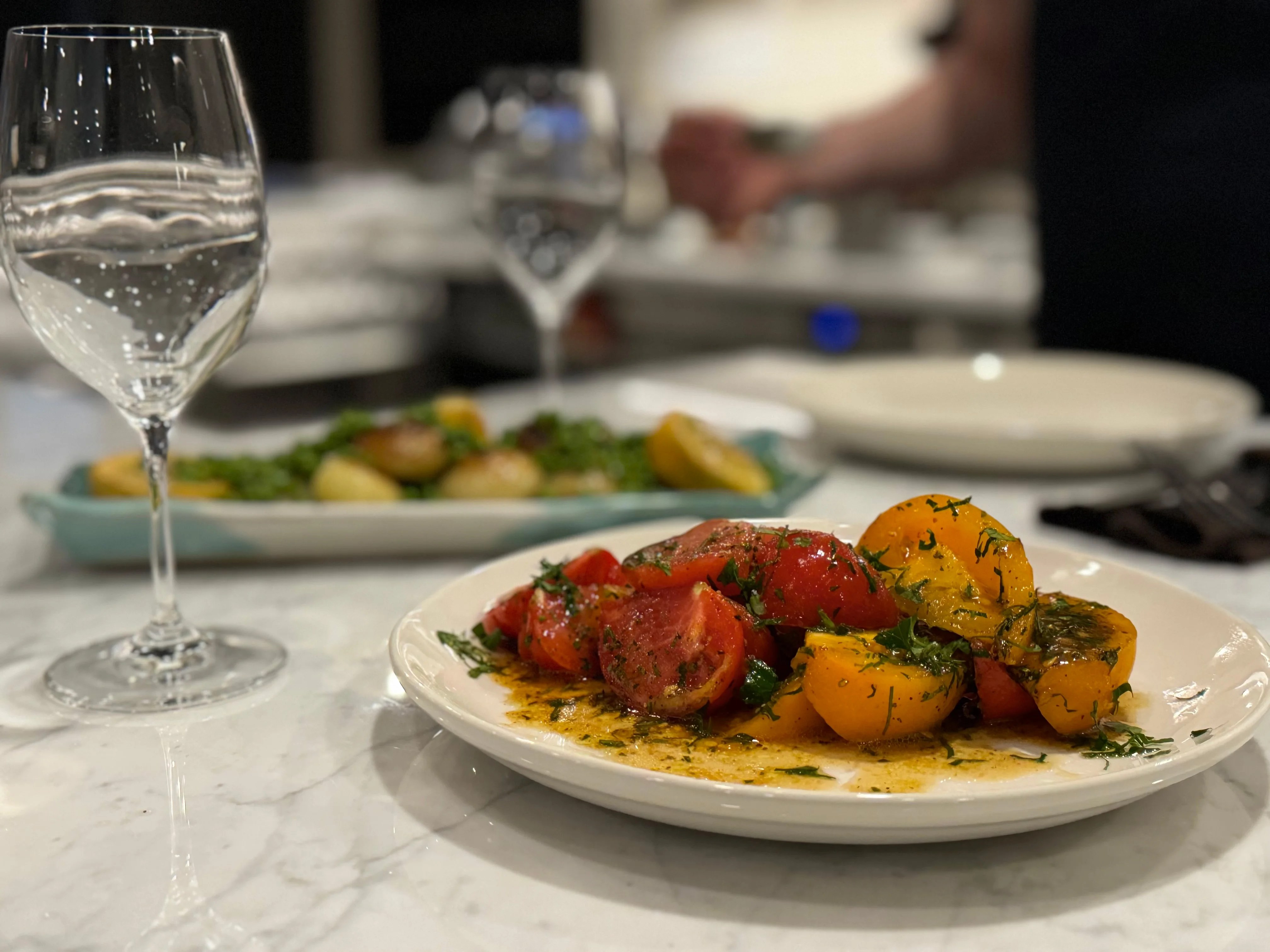 Red and yellow tomato salad