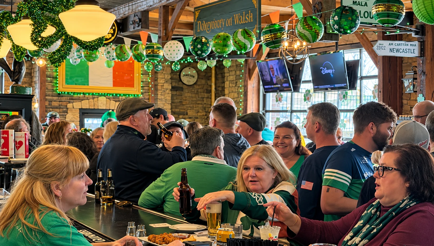 Friends gathered for a celebration at Mystic Rogue Irish Pub