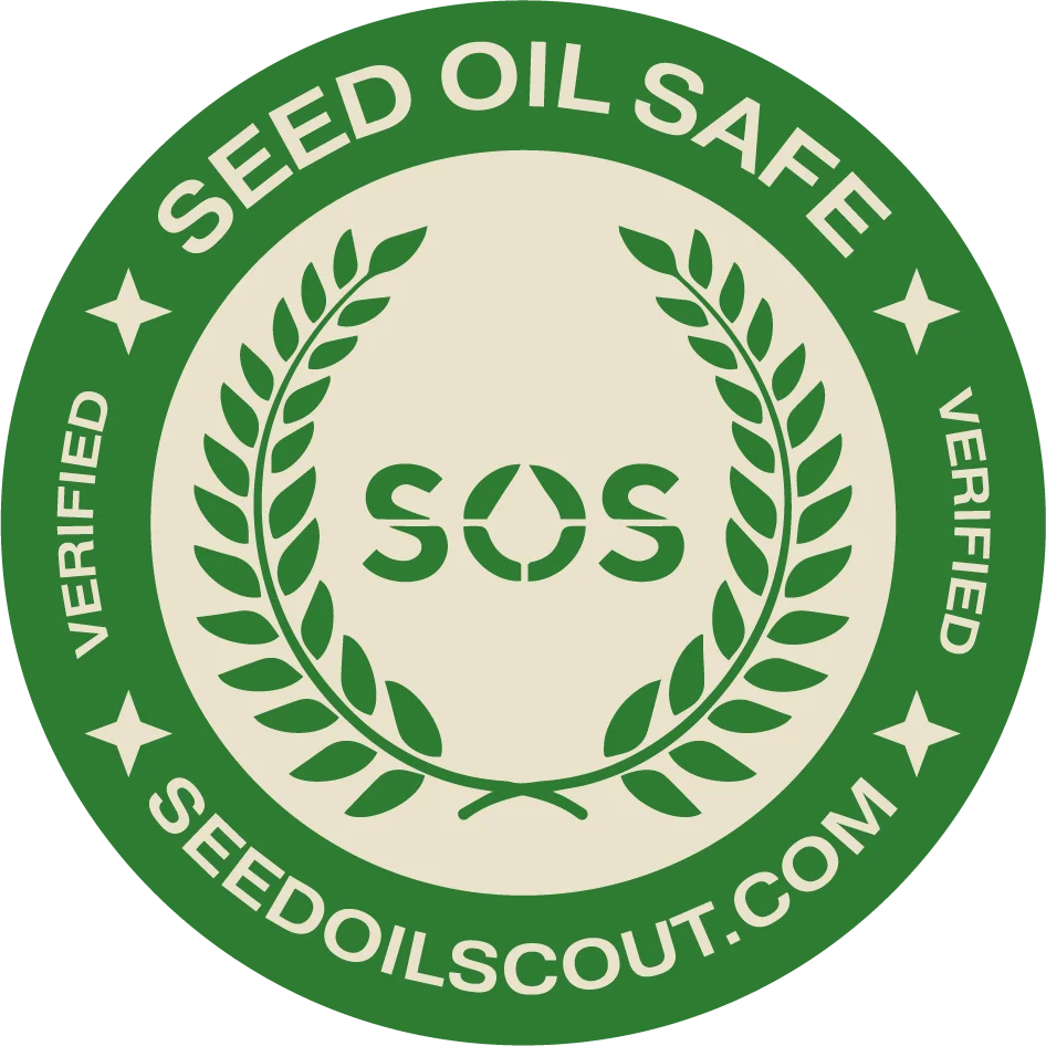 Seed Oil Safe certification badge for food safety