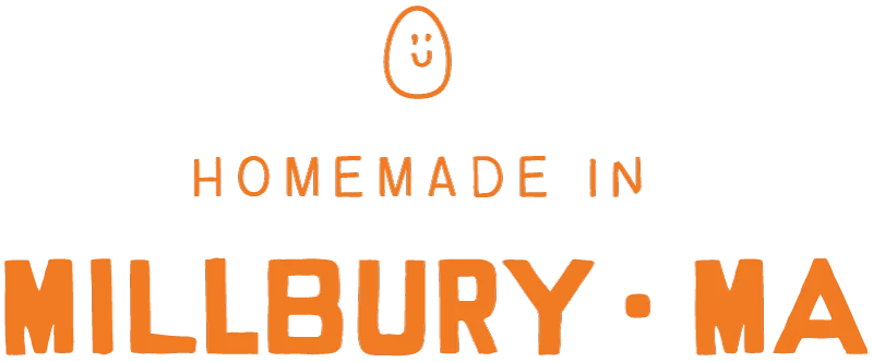 Homemade in Millbury typography with illustrated smiley face