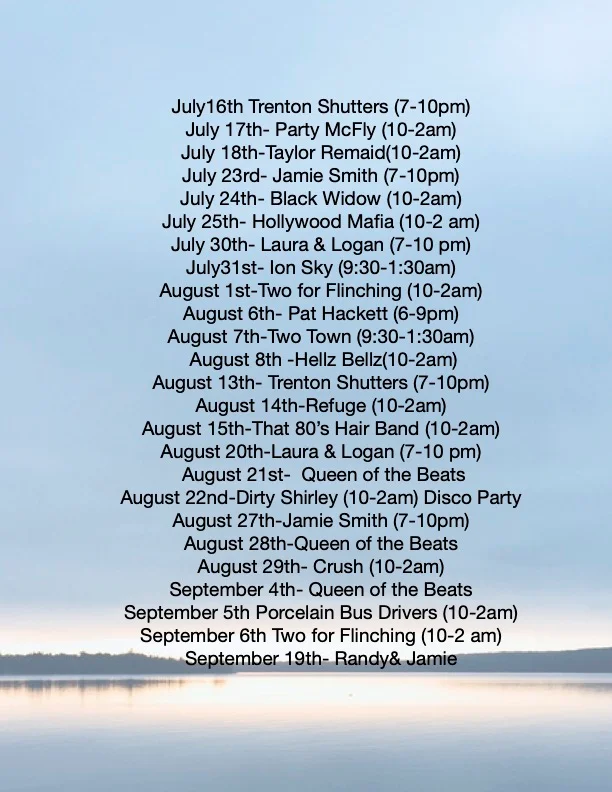 Event schedule for live music performances from July to September