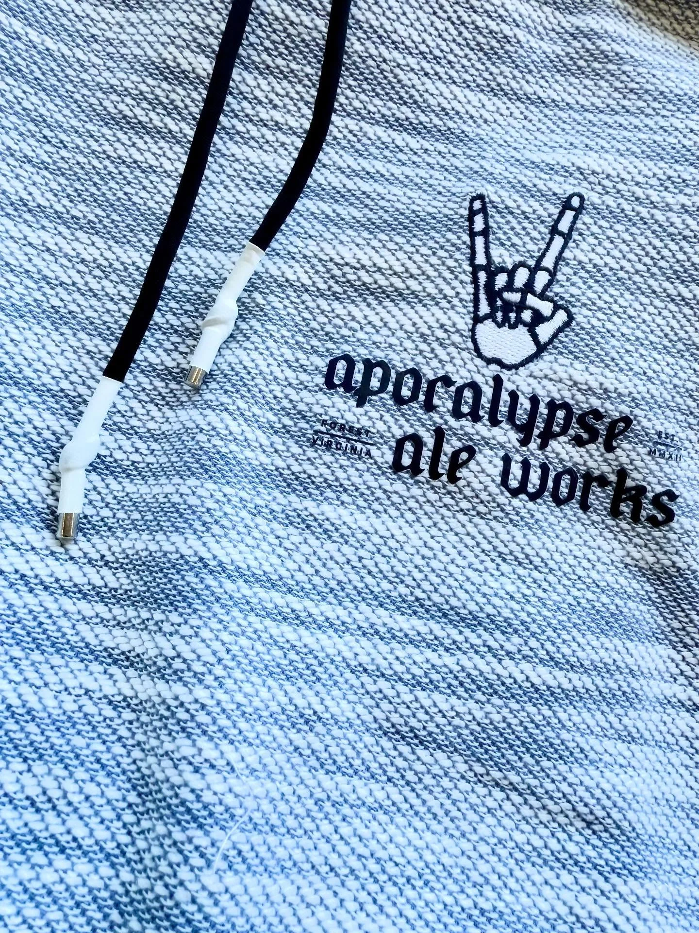 Apocalypse Ale Works hoodie with rock hand logo