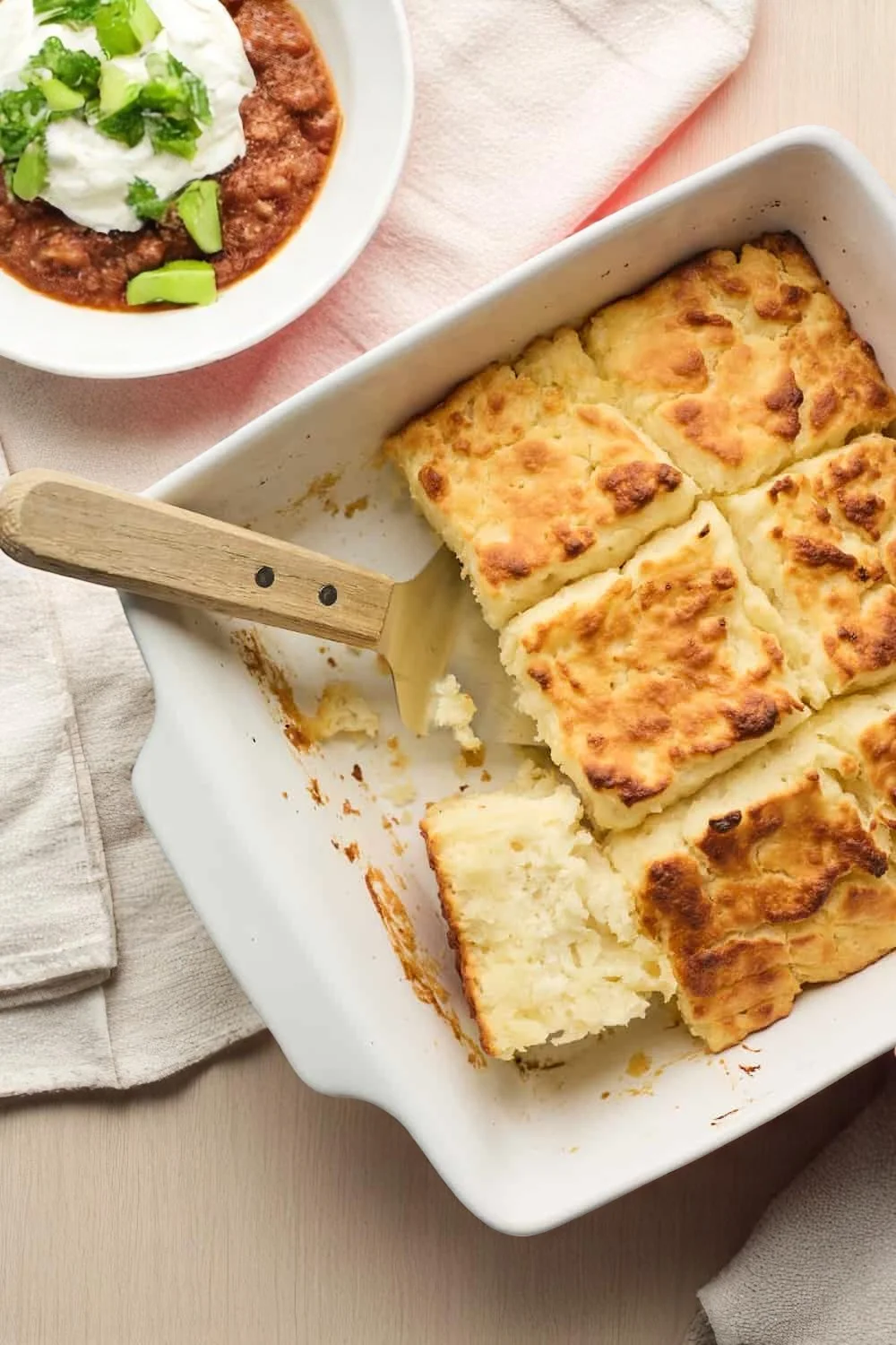Southern-style cornbread served with chili