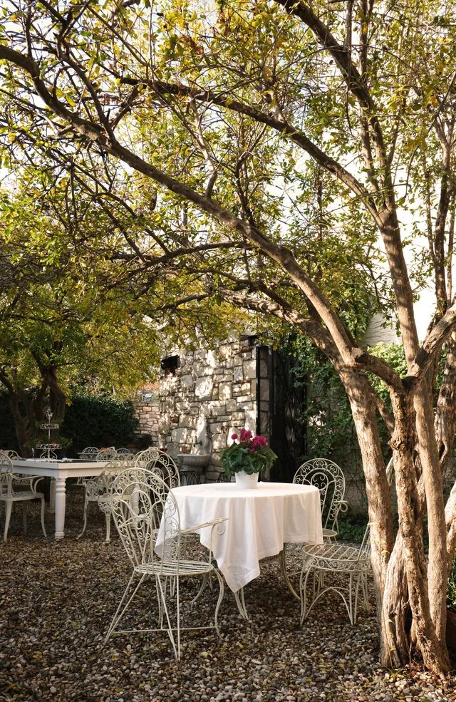 Charming outdoor dining area under a tree