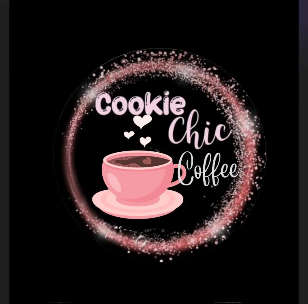Stylish coffee logo featuring a pink cup and hearts