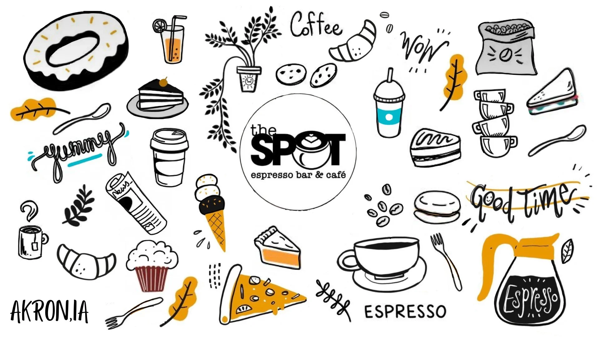 Artistic collage of coffee and desserts at a café