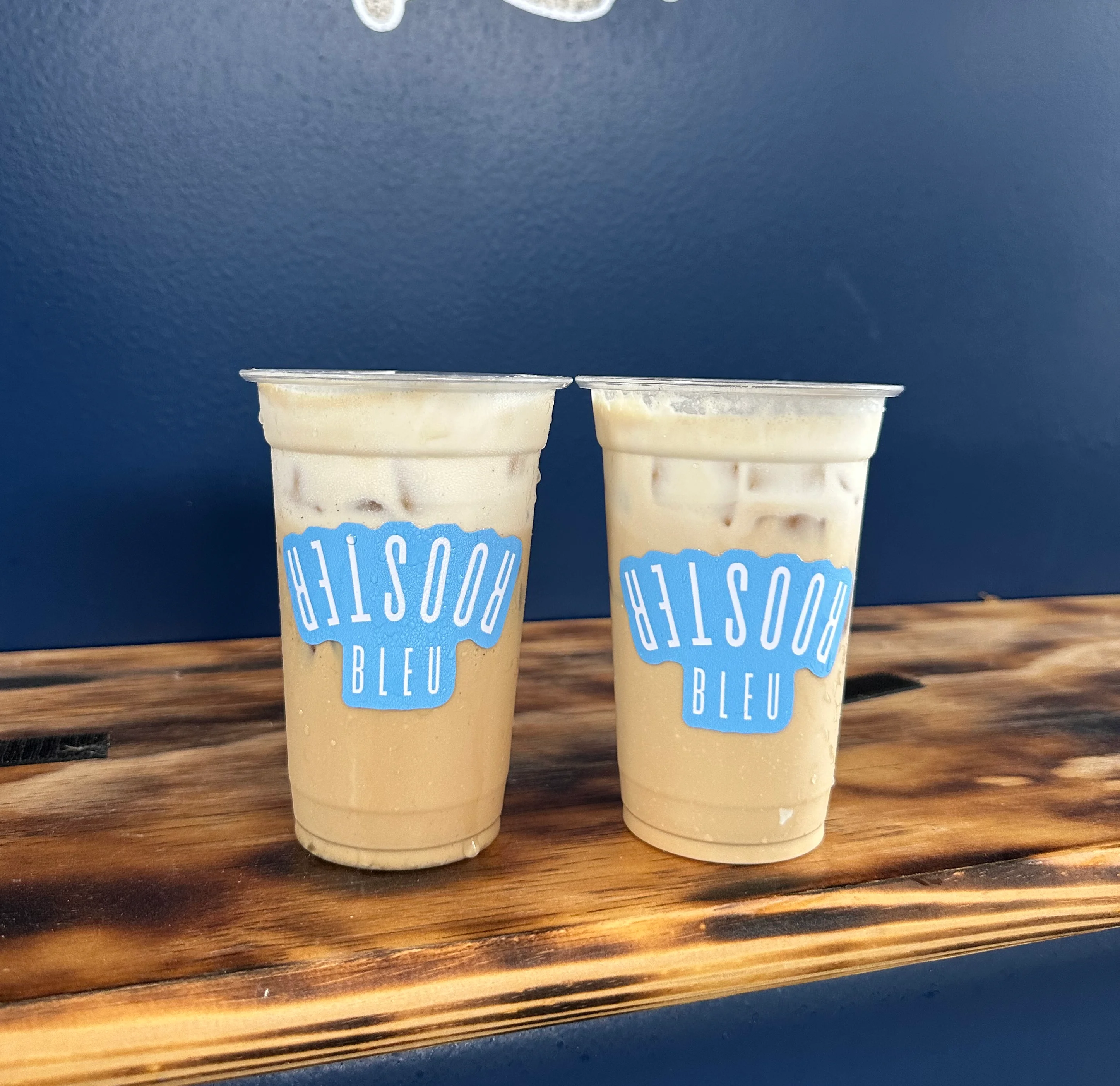 Iced coffee drinks served in clear cups