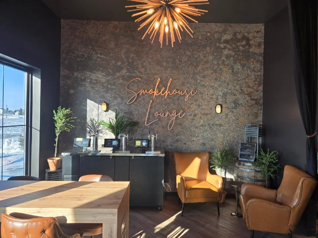 Stylish smokehouse lounge interior with modern decor