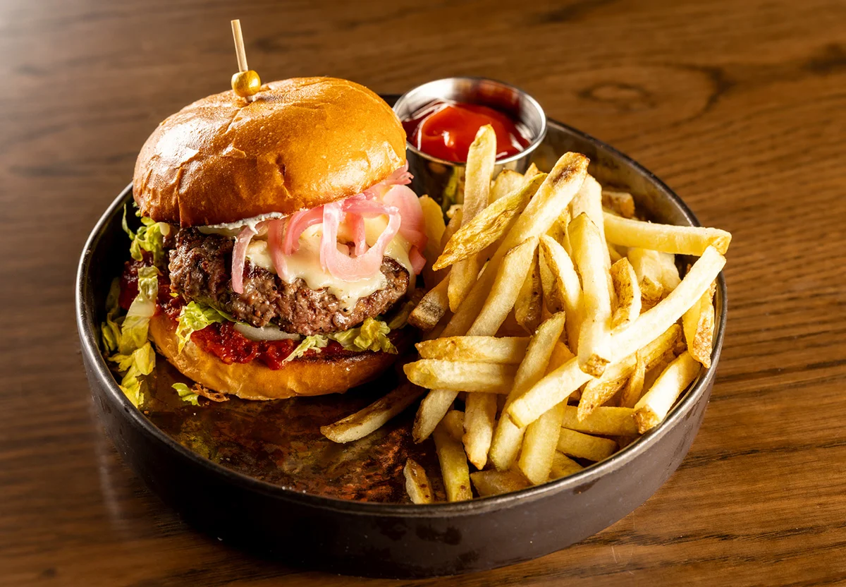 Hamburger and fries