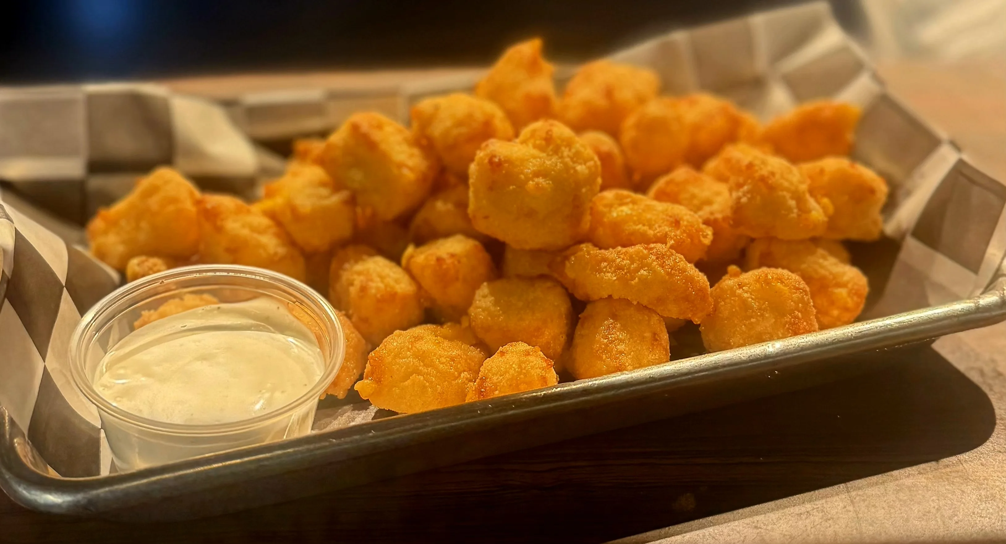 Crispy Southern hush puppies with dipping sauce