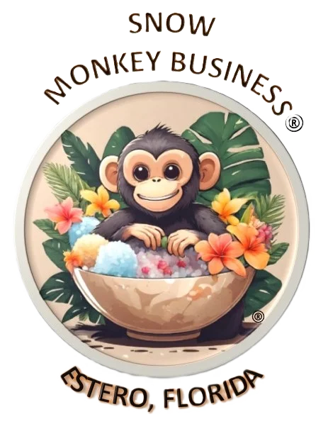 Playful monkey mascot for Snow Monkey Business in Estero, Florida