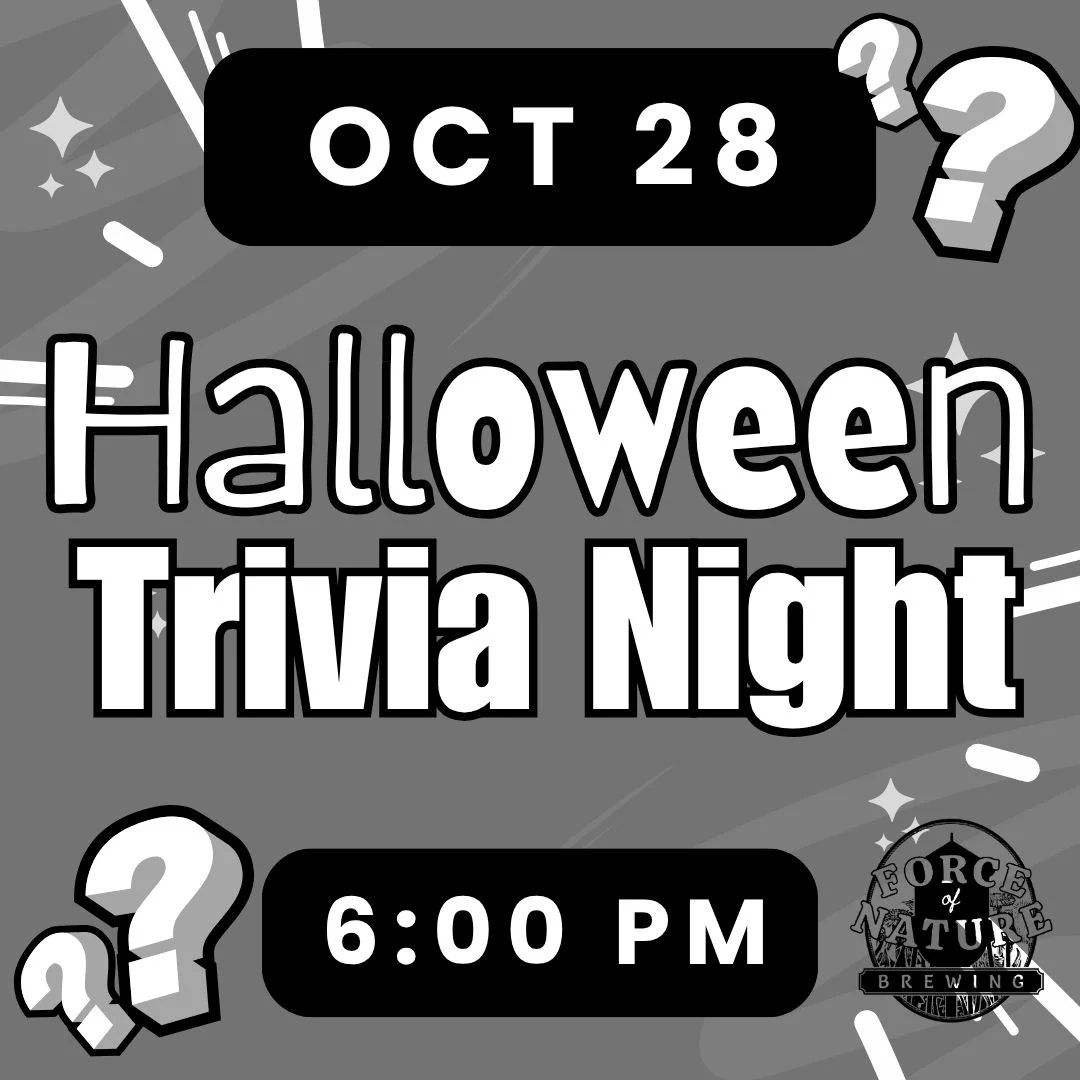 Halloween trivia night promotional graphic with date and time