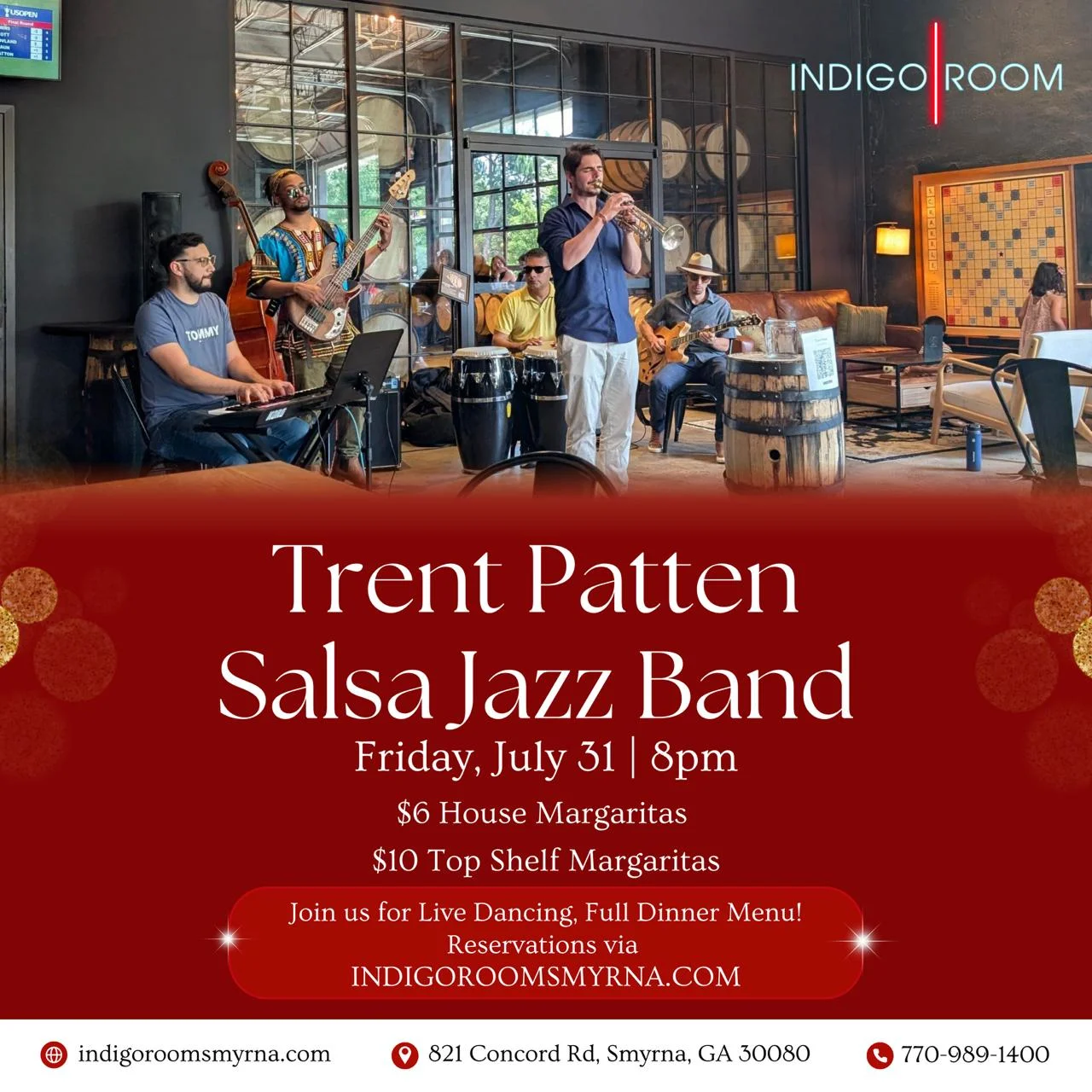Live jazz performance at Indigo Room with East Blue Trio