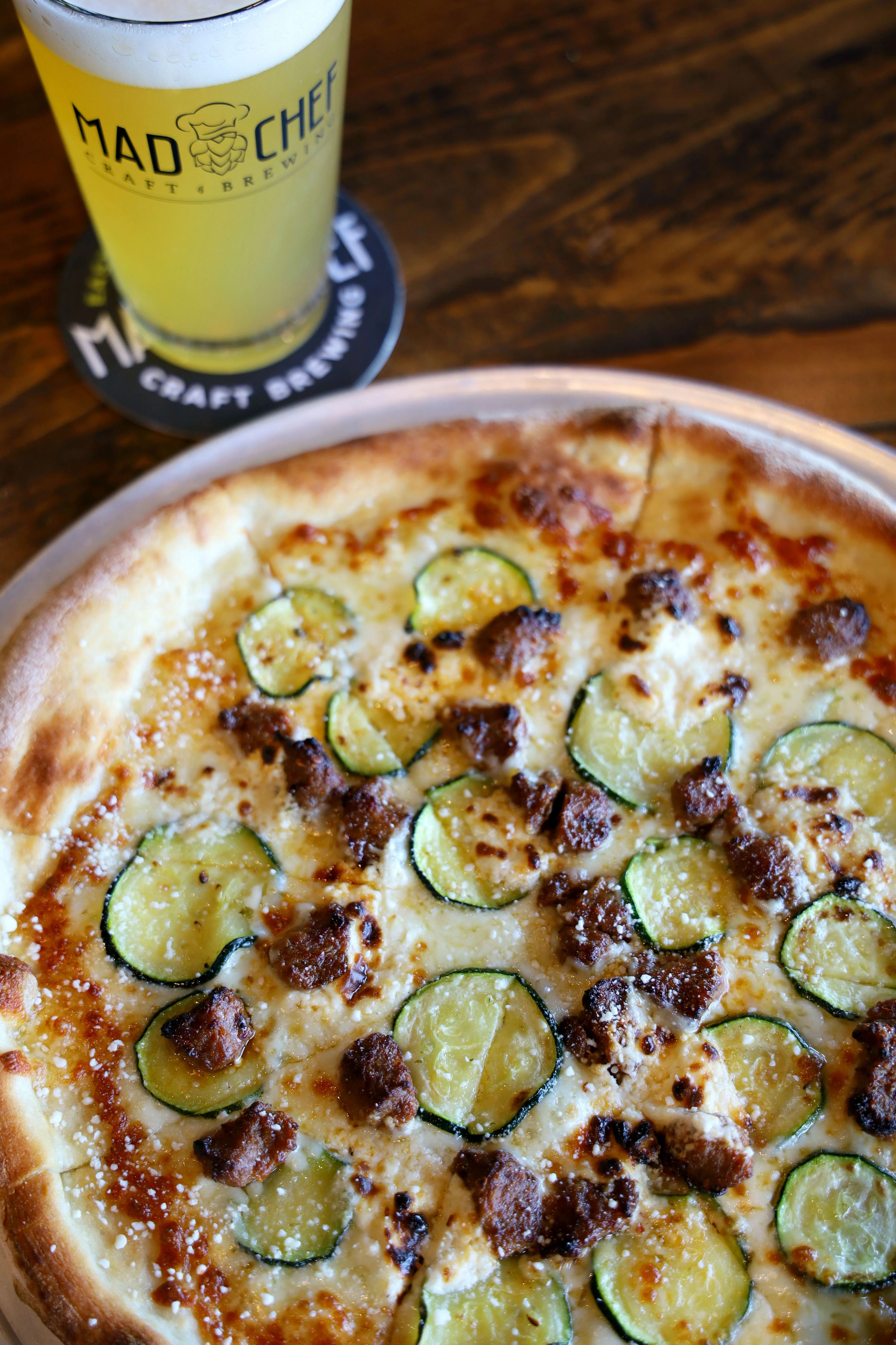 Delicious wood-fired pizza with cheese and basil