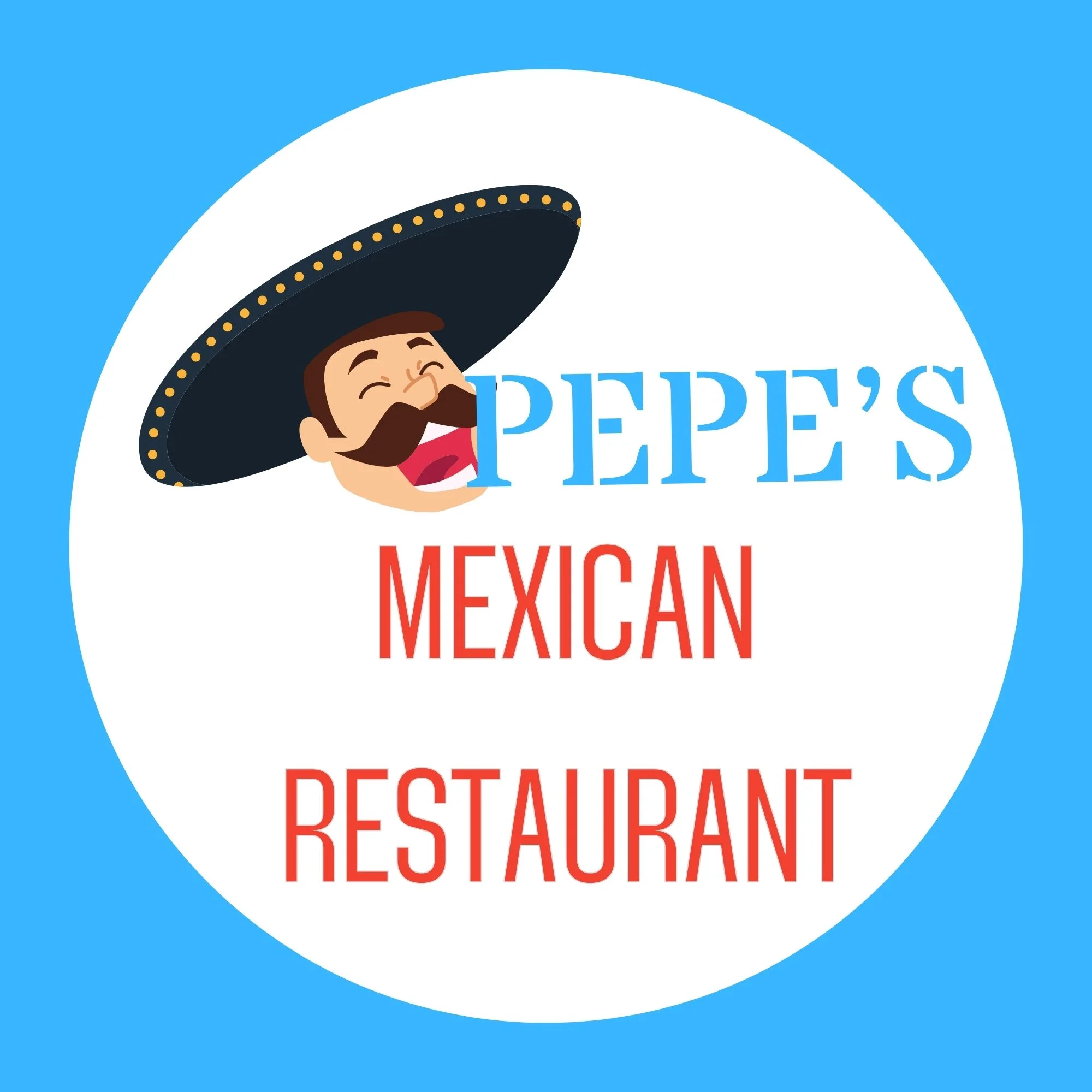 A colorful logo featuring a smiling character wearing a sombrero, with the text 'Pepe's Mexican Restaurant' in bold letters.