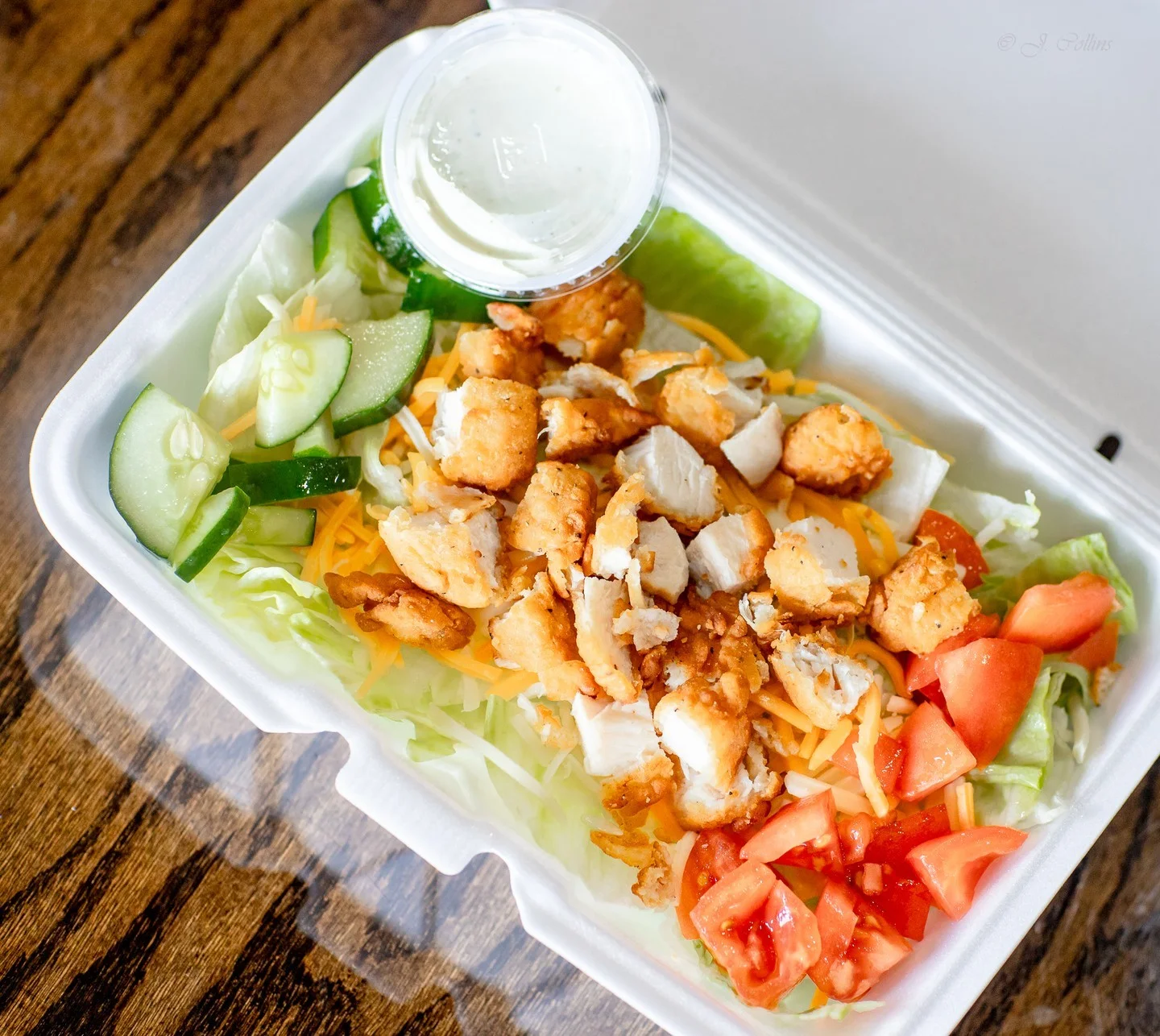 Crispy chicken salad with ranch dressing
