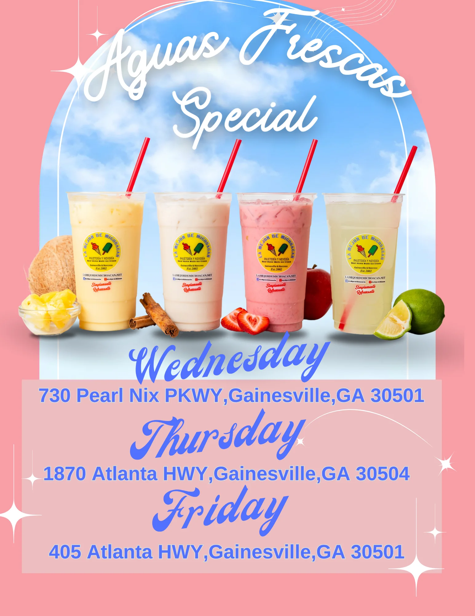 Refreshing aguas frescas in vibrant flavors