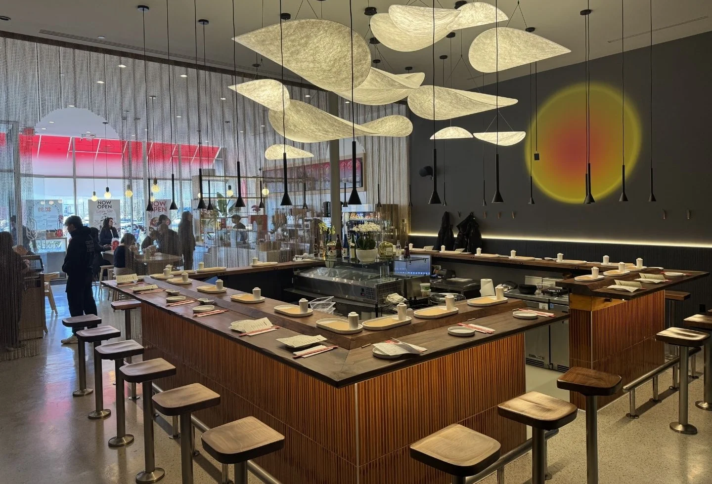 Interior view of Ikedo restaurant in Port Washington, showcasing modern decor.