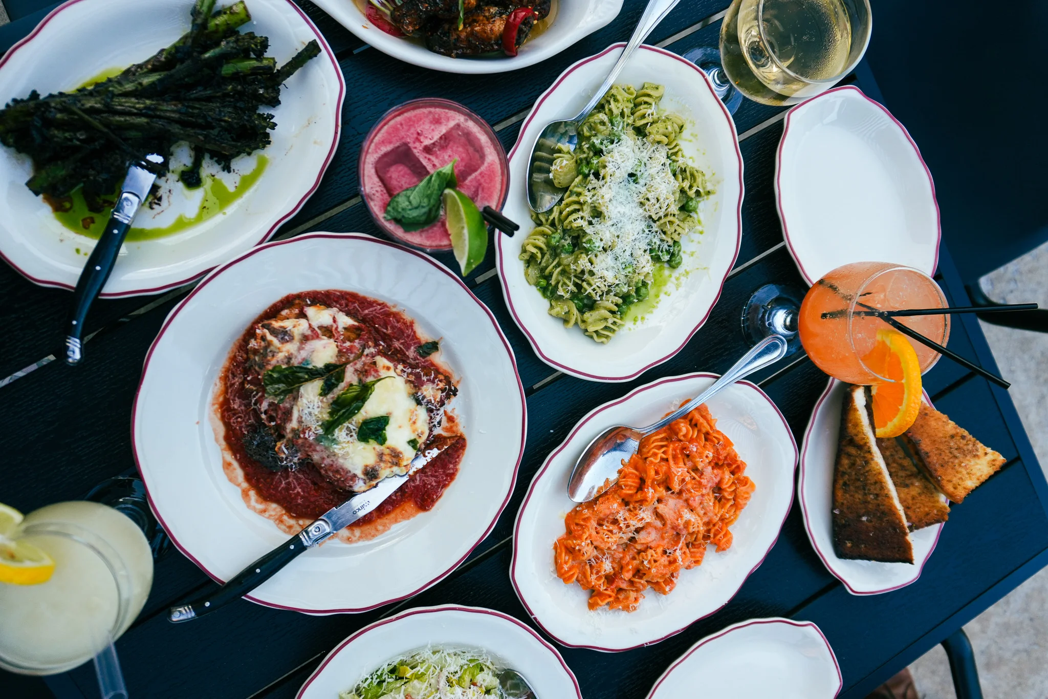 Italian pasta dishes with vibrant sauces and fresh ingredients