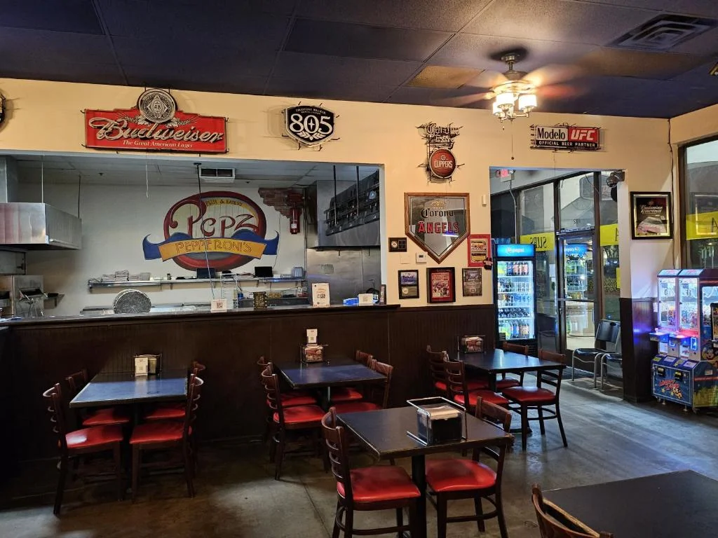Cozy restaurant interior with vintage decor and dining tables
