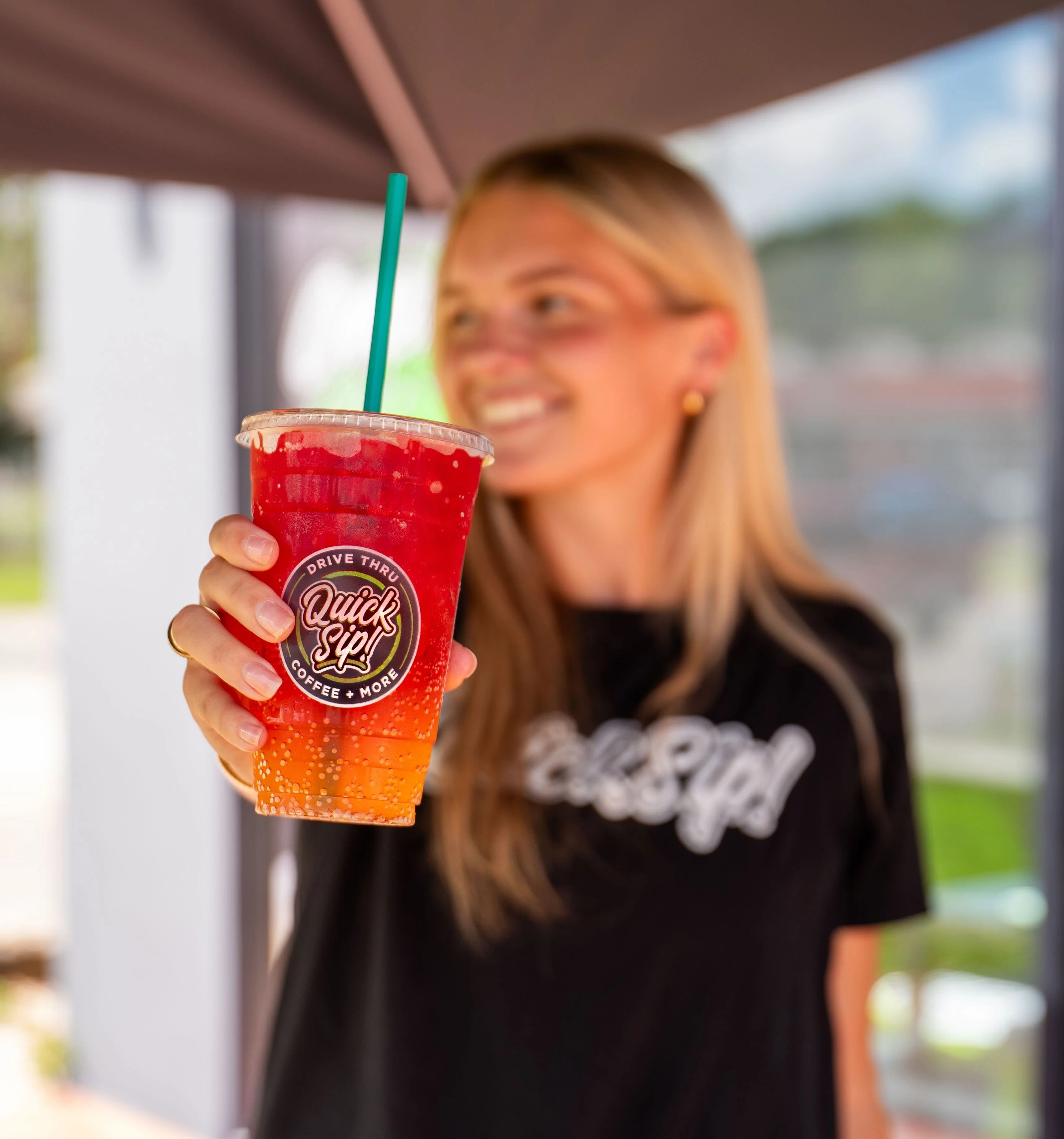 Refreshing iced drink from Quick Sip coffee shop