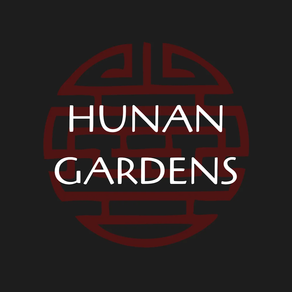Logo of Hunan Gardens restaurant featuring traditional Chinese design