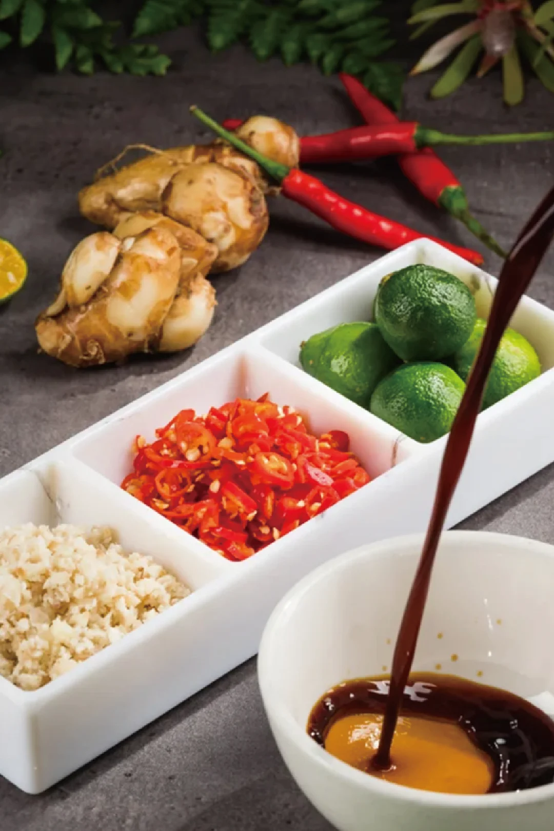 Thai dipping sauce ingredients for fresh dishes